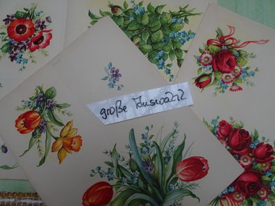 alte 3D Pop-UP Grußkartenbogen "ungefalten" & Karten RARität Blumen Rosen Tulpen...