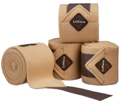 LeMieux Luxury Polo Bandagen Fleece, Beige- Brown , 4er Set
