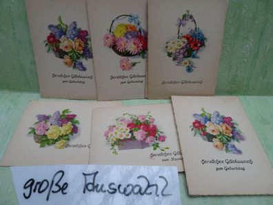 sehr alte mini Karten Blumen zum Geburtstag Glückwunsch