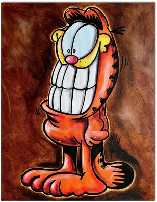 Klausewitz: Original Acryl auf Leinwand: Grimaced Garfield / 40x50 cm