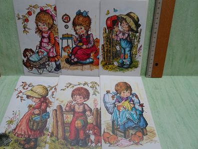 alte Grußkarten Krüger Kindermotive signiert original Karton & Kuvert