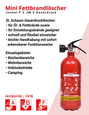 Fettbrand Löscher Feuerlöscher Jockel 2L ABF Küche Imbiss F 2 JM 5