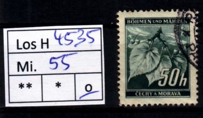 Los H4535: Böhmen & Mähren Mi. 55, gest.