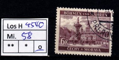 Los H4540: Böhmen & Mähren Mi. 58, gest.