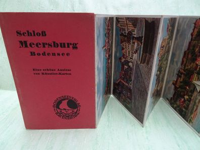 altes Leporello AK Postkarte Schloß Meersburg Bodensee Künstlerkarten