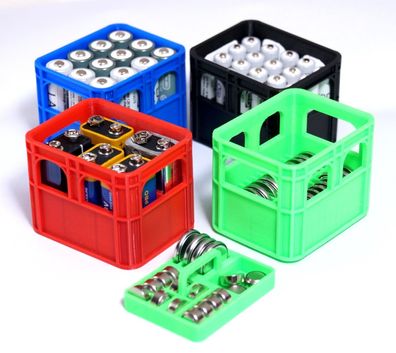 Akku Batterien AA AAA 9-Volt-Block Batteriekasten Getränkekastenoptik Battery Box