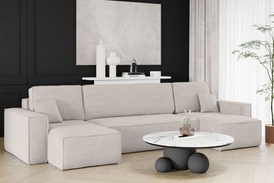 Ecksofa mit schlaffunktion und bettkasten, Sofa U-form, Couch U-form BEST Dicker Cord