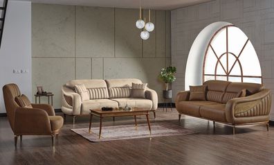 Sofagarnitur 3 + 3 + 1 Sitzer Modern Relax Sessel Modern Stil 3tlg Luxus Wohnzimmer