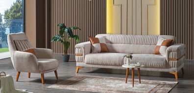 Sofagarnitur 3 + 1 Sitzer Modern Relax Sessel Modern Stil 2tlg Luxus Wohnzimmer