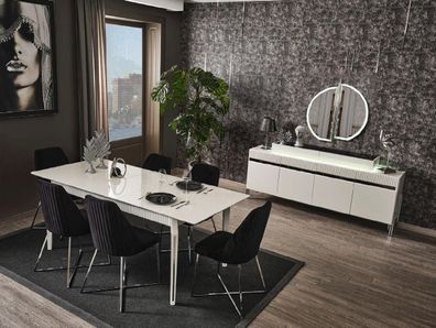 Tisch Essgarnitur 6x Stühle Modern Italienischer Stil Esszimmer Set Neu