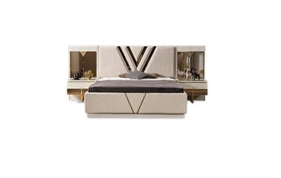 Bett 2x Nachttische 3tlg. Schlafzimmer Set Design Luxus Schlafzimmer Neu