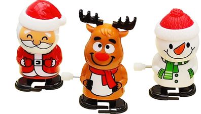 3er Pack lustige laufende Figuren Weihnachtsmann Schneemann Elch Aufziehfiguren