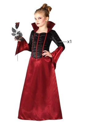 edles Mädchen Kostüm Vampir Prinzessin schwarz rot Kleid 5-6 Jahre (Gr. S)