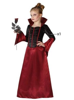 edles Mädchen Kostüm Vampir Prinzessin schwarz rot Kleid 10-12 Jahre (Gr. L)