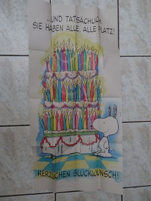 alte Charles Schulz Peanuts Grußkarte Snoopy Hallmark zum Geburtstag Poster 88x44cm