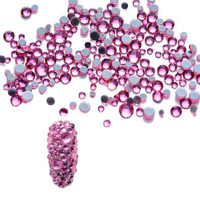 1500 Stück Kristalle Nagel Rhinestones Runde Perlen Flatback Glas Charm Rosenrot