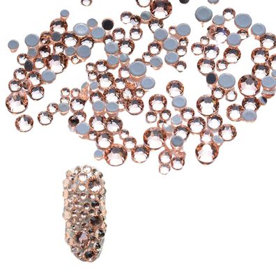 1500 Stück Kristalle Nagel Rhinestones Runde Perlen Champagnerfarbe