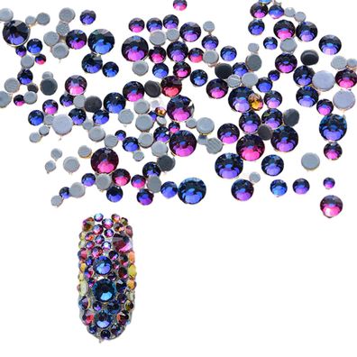 1500 Stück Kristalle Nagel Rhinestones Runde Perlen Flatback Glas Charm Blau