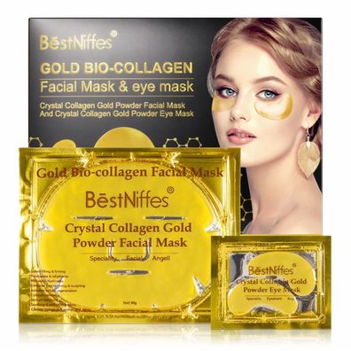 Gesichtsmaske Augenpads Anti Aging Falten Crystal Collagen Gold Geschenk Set