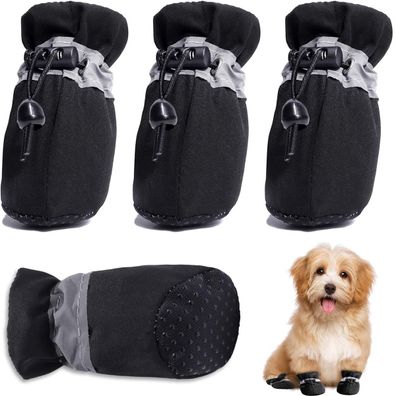 4-teilige Hundeschuhe, Hundestiefel Pfotenschutz mit reflektierenden Ri Stil1