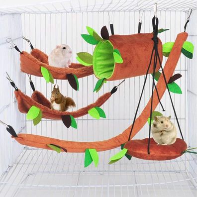 5 Stück Hamster-Hängematte, kleine Tiere, zum Aufhängen, warmes Bett, Haus, Käfig