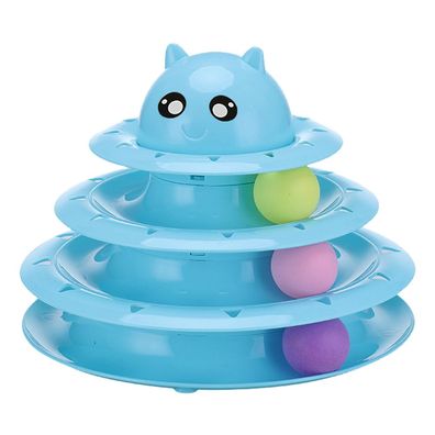 Drehbarer Katzenspielzeugball und sechs farbige Bälle, interaktives Kätzchen