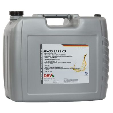5W/30 SAPS Rußpartikelfilteröl C3 für BMW, MB, Opel Dexos 2, VW-PDI 20-Liter-Kanister