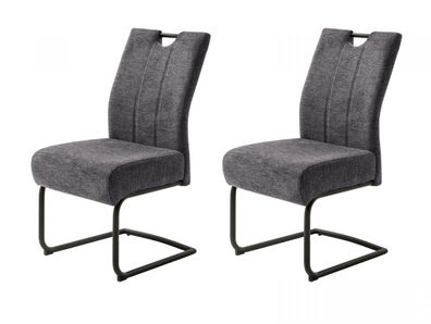 Freischwinger Stuhl Set 2 Stühle Polsterstuhl grau Luxus Komfortsitz Amery bis 150 kg