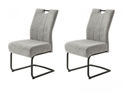 Freischwinger Stuhl Set 2 Polsterstühle Luxus Komfortsitz grau Stühle Amery bis 150kg