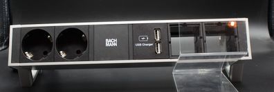 Bachmann DESK 2 Steckdosenleiste 5-fach, 2x Strom, 2x USB-A, 2x Custom Modul
