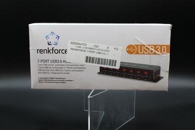 Renkforce 7 Port USB 3.0-Hub Metallgehäuse 1089874 Schwarz Wandmontage