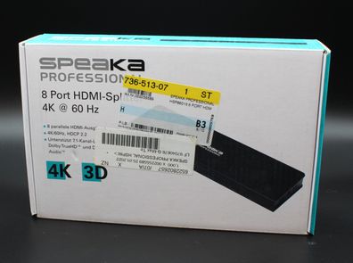 SpeaKa Professional SP-HDS-280 8 Port HDMI-Splitter Ultra HD-fähig 3840 x 2160