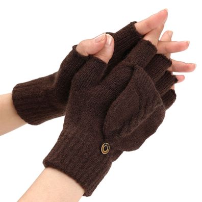 Warme fingerlose Handschuhe für Frauen und Männer, wandelbare Winterhan Kaffee