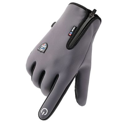 Winterhandschuhe Männer Frauen, Wasserdichte Touchscreen Handschuhe Warm Grau