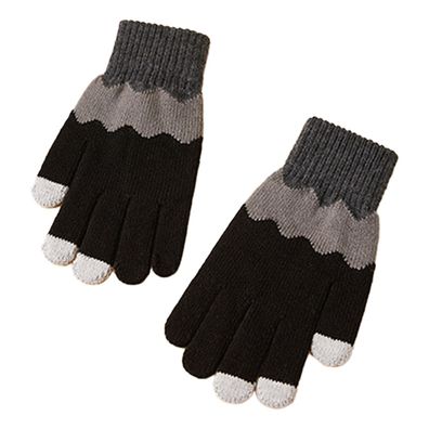 Women's Winter Touchscreen Wolle Magie Handschuhe Warm Knit Fleece gefü Schwarz