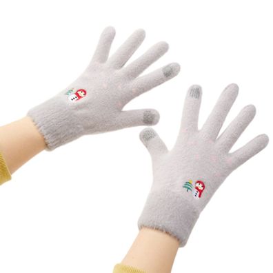 Winterhandschuhe für Frauen, Warme Handschuhe, Damen Strickhandschuh We Grau