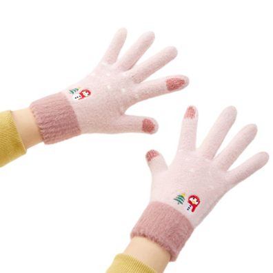 Winterhandschuhe für Frauen, Warme Handschuhe, Damen Strickhandschuh We Rosa