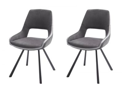 Esszimmer Stuhl Set 2 Stühle Polsterstuhl drehbar Küchenstuhl bis 120 kg grau Bayonne