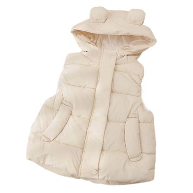 Warme Pufferweste mit Kapuze für Mädchen und Jungen Oberbekleidung mit Weiß
