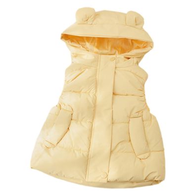 Warme Pufferweste mit Kapuze für Mädchen und Jungen Oberbekleidung mit Gelb