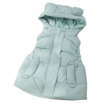 Warme Pufferweste mit Kapuze für Mädchen und Jungen Oberbekleidung mit Erbsengrün