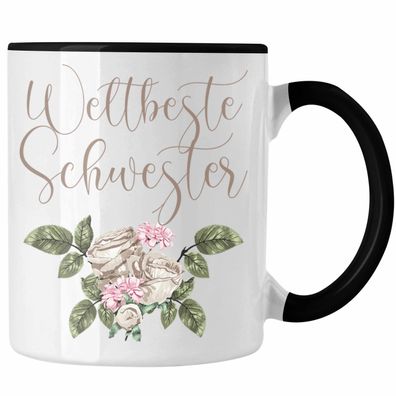 Trendation - Weltbeste Schwester Tasse Geschenk Schwesterherz Lustiger Spruch Geburts