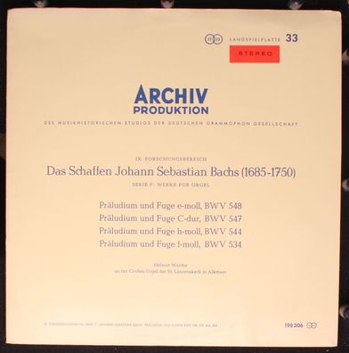Archiv Produktion 198 306 - Das Schaffen Johann Sebastian Bachs