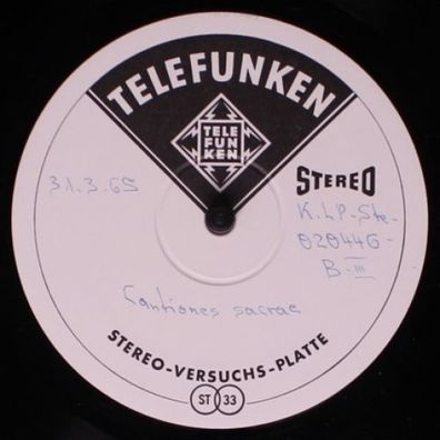 Telefunken K. LP-Ste-020446-B-III - Cantiones Sacrae