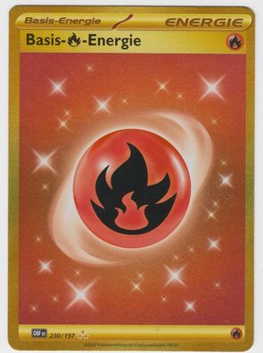 Pokemon - Basis Feuer Energie 230/197 OBF DE - Goldkarte - NM Deutsch