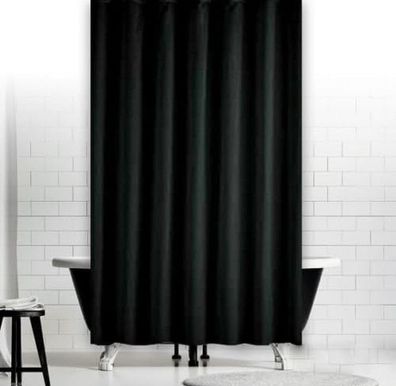 Textil Duschvorhang Uni schwarz 180x200 cm inkl. schwarze Ringe