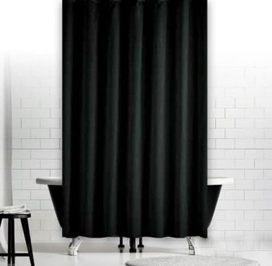 Textil Duschvorhang Uni schwarz 180 x 230 CM üBERLäNGE Perfekt für hohe Decken!