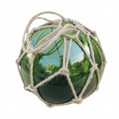 Fischernetz Kugel, Fischerkugel aus Glas im Netz, Grün Ø 17,5 cm