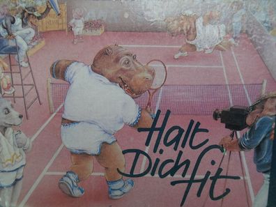 Foto-Grußkarte Halt Dich fit Tennis Sport Nilpferd Hippo Humor