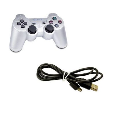 Original SONY Playstation 3 Wireless Dualshock 3 Controller in SILBER - PS3 + USB ...